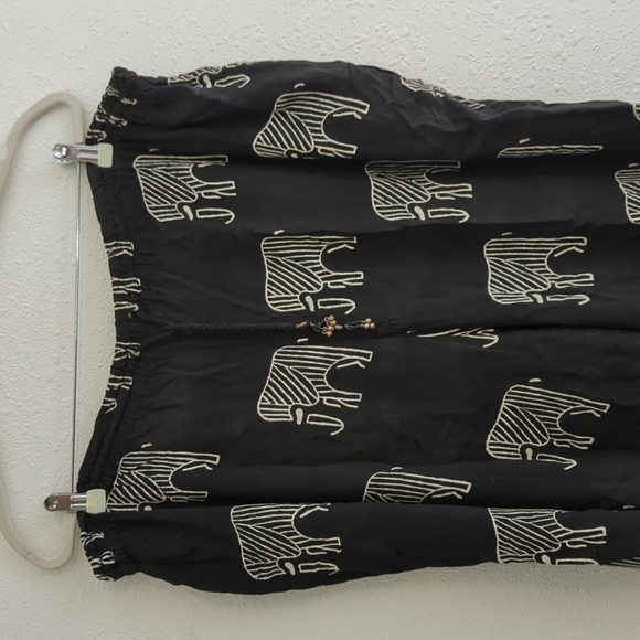 Boho Pull On Pants Elephant Wide Leg Cropped Pocket Safari Rayon Free Size India - Picture 3 of 14